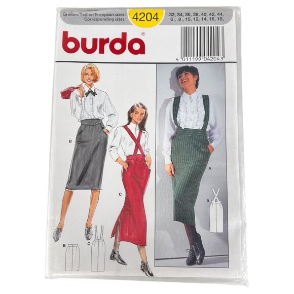 Burda 4204 Misses Straight Skirt With Or Without Straps Sewing Pattern Size 6-18 - Picture 1 of 4